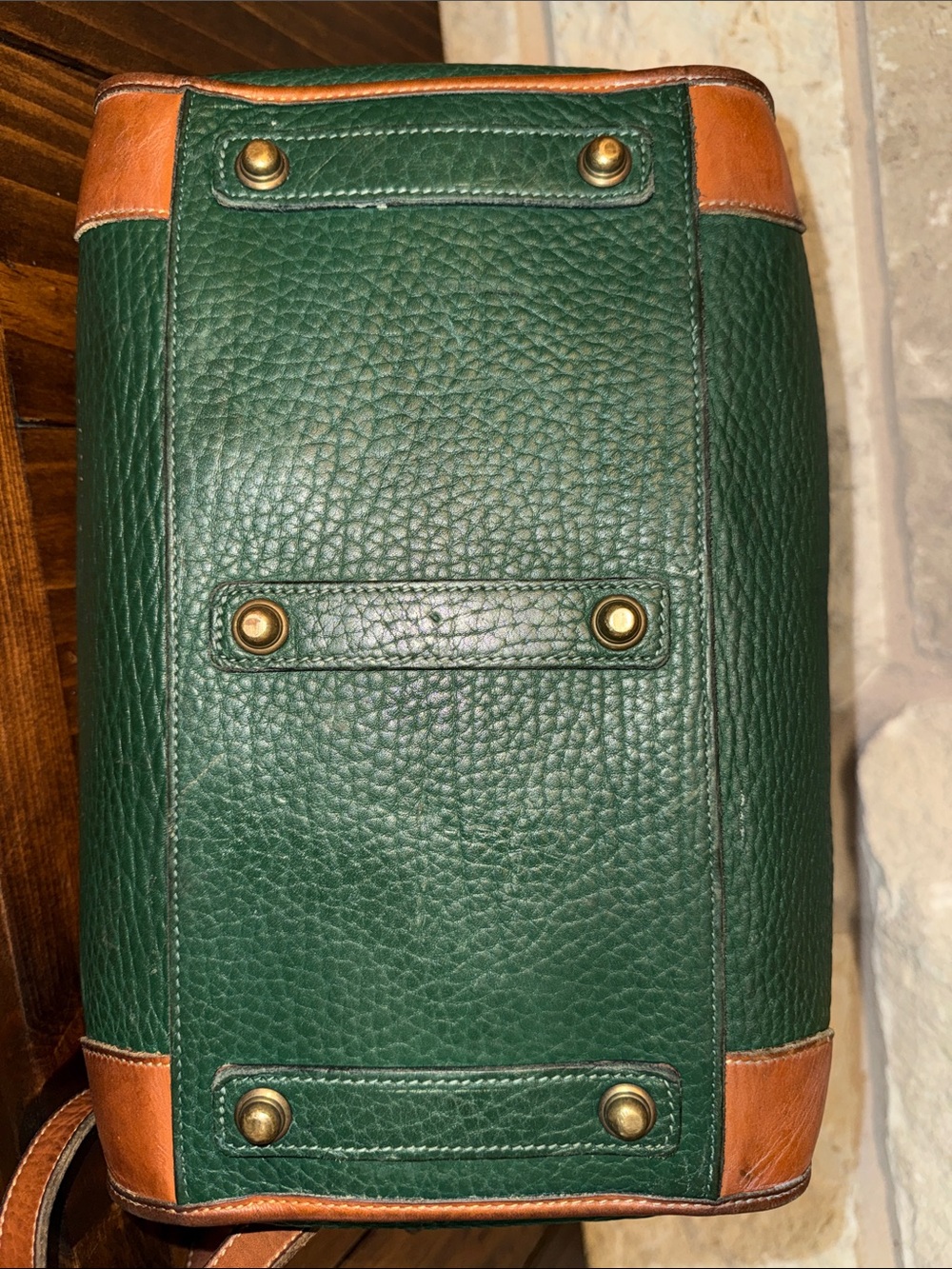 Vintage Dooney & Bourke Green Pebbled Leather Gladstone - Picture 7 of 13